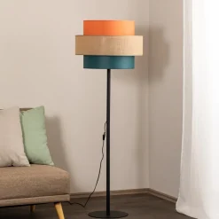 Gulvlamper|Gulvlamper ^ TK Lighting Trio gulvlampe, juteskærm, orange/naturbrun/petrol