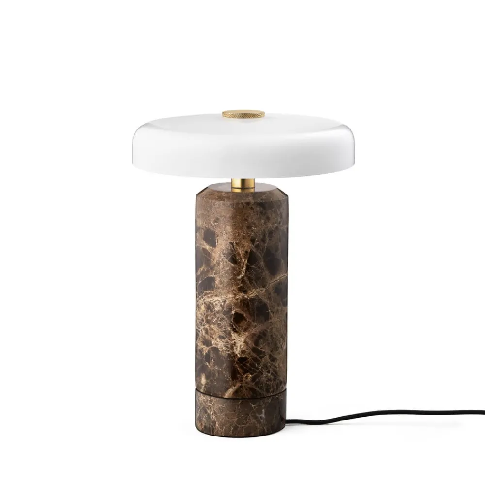 Dekorationsbelysning|Terrassebelysning ^ DESIGN BY US Trip LED genopladelig bordlampe, brun/hvid, marmor, glas, IP44