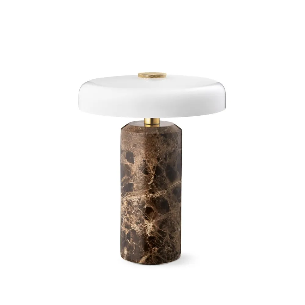 Dekorationsbelysning|Terrassebelysning ^ DESIGN BY US Trip LED genopladelig bordlampe, brun/hvid, marmor, glas, IP44