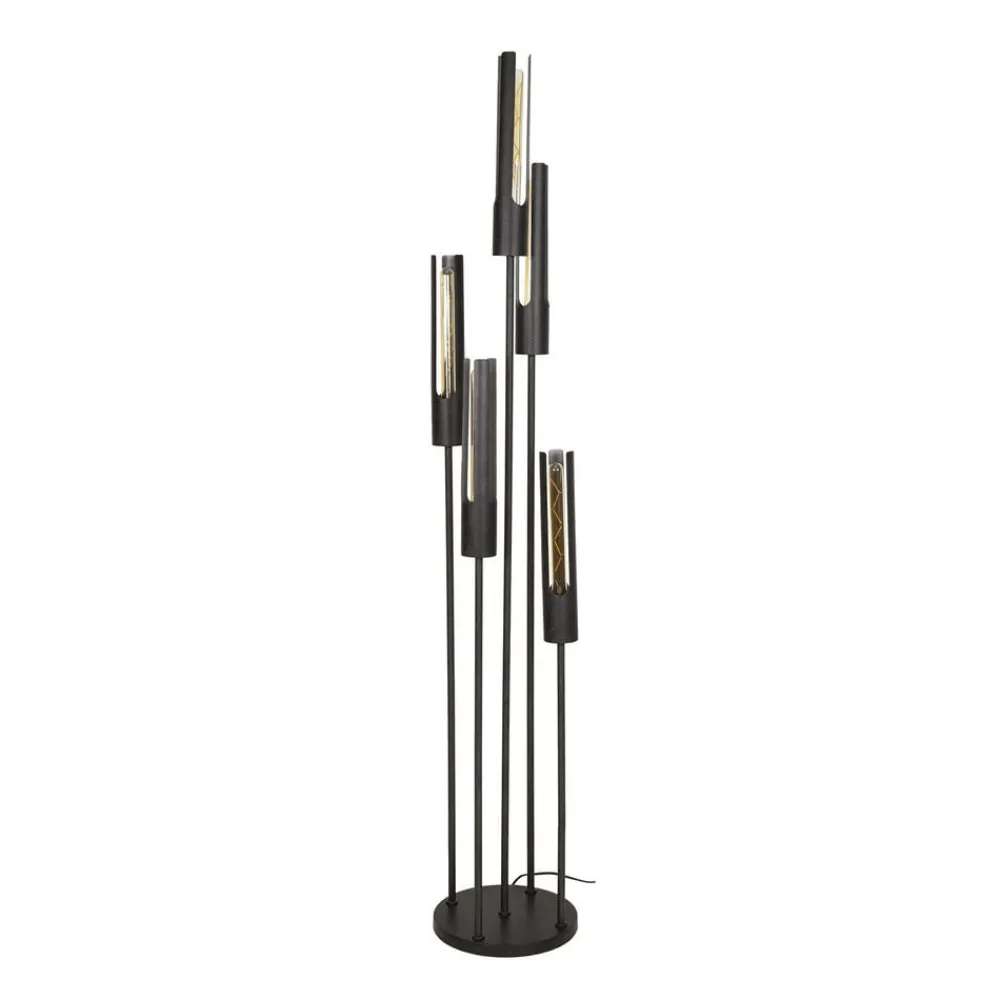 Zijlstra Gulvlamper|Gulvlamper > Tube gulvlampe, 5 lyskilder, sort, metal