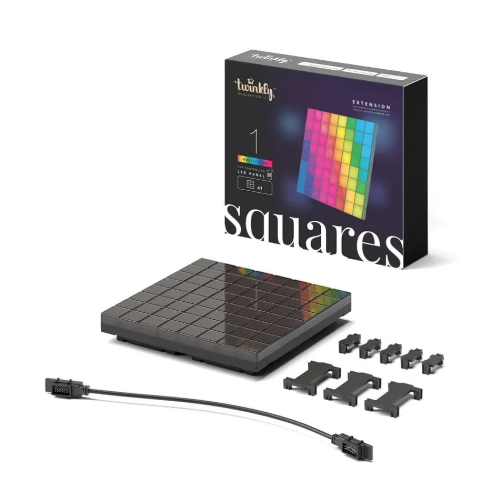 Dekorationsbelysning ^ twinkly RGB-firkanter sort IP20 1 udvidelse