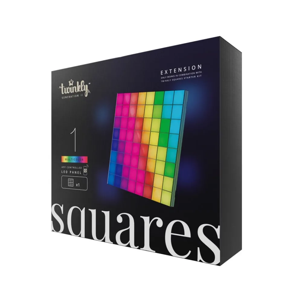 Dekorationsbelysning ^ twinkly RGB-firkanter sort IP20 1 udvidelse