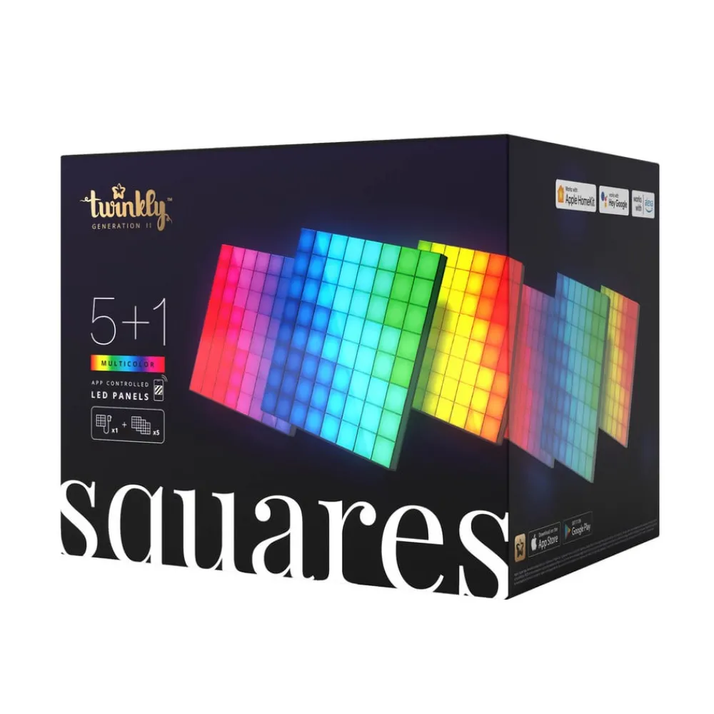 twinkly Dekorationsbelysning > RGB-firkanter sort, IP20, 1+5 startsæt