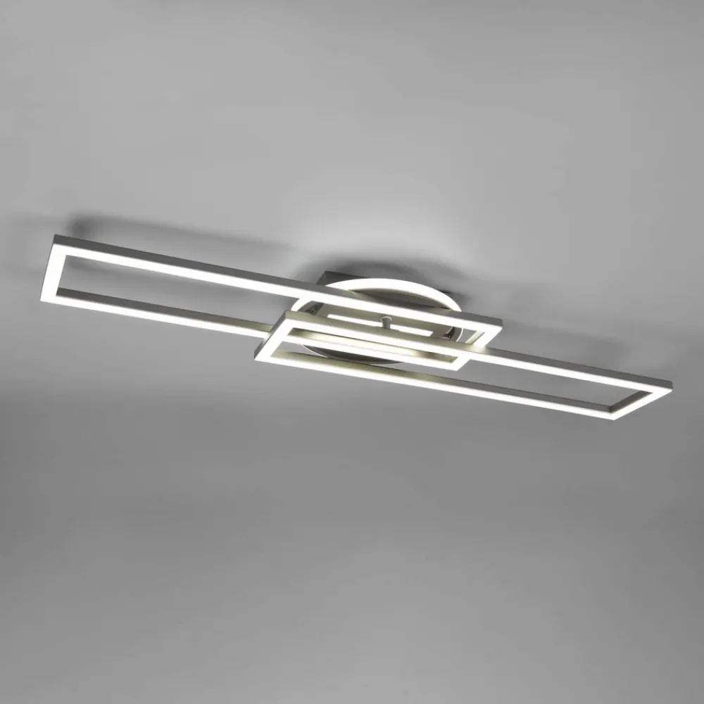 Loftlamper ^ Reality Leuchten Twister LED-loftlampe, drejelig, fjernbetj. nikkel