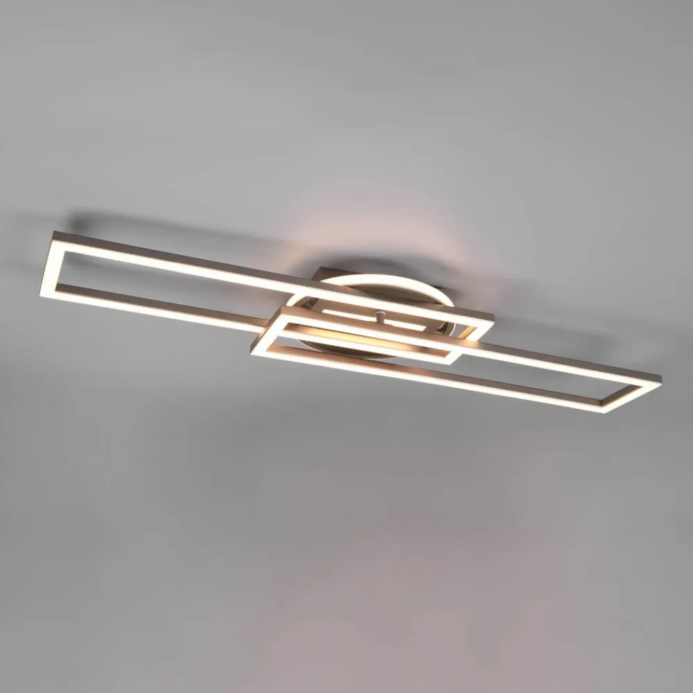 Loftlamper ^ Reality Leuchten Twister LED-loftlampe, drejelig, fjernbetj. nikkel