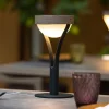 Les Jardins Solcellelamper > Tyble LED solcellebordlampe, sort/teak, 2.700 K, 200 lm