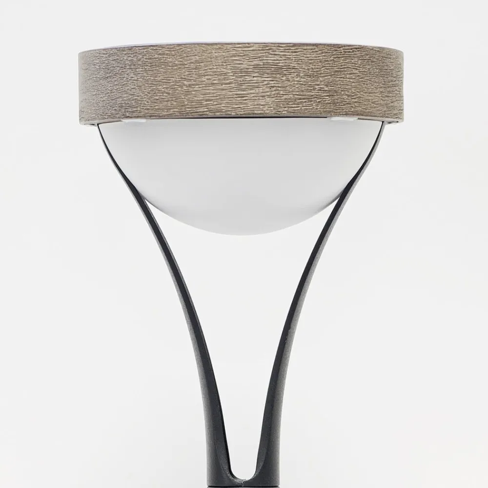 Les Jardins Solcellelamper > Tyble LED solcellebordlampe, sort/teak, 2.700 K, 200 lm