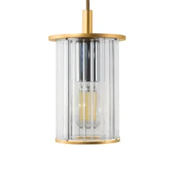 Argon Udendørs Pendellamper|Terrassebelysning > Udendørs hængelampe Nora, guld/transparent, IP44, glas