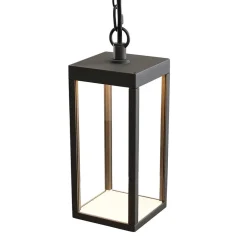 Udendørs Pendellamper ^ Lucande Udendørs LED-pendellampe Cube med glasskærm, 26 cm