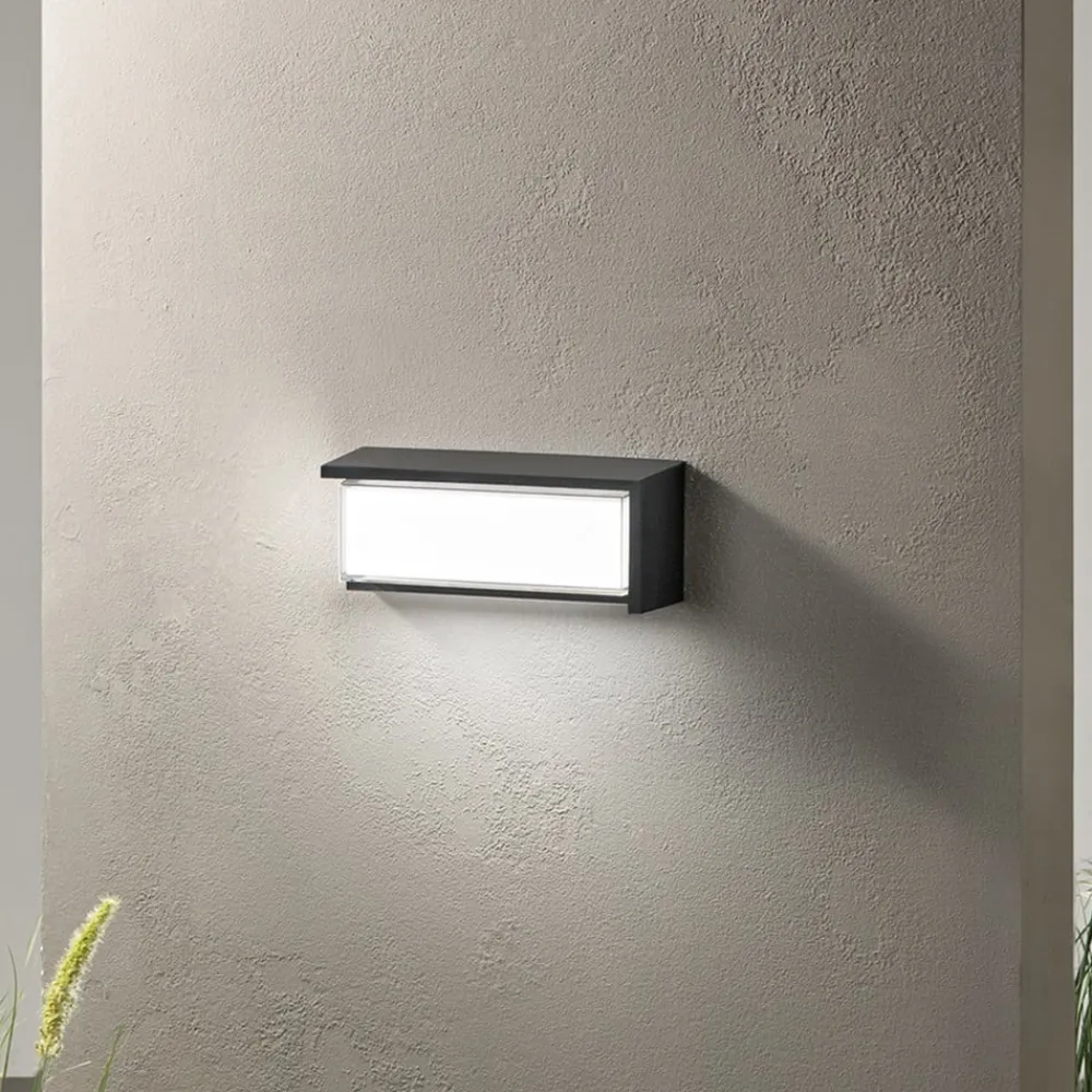 INTEC Væglamper > udendørs LED-væglampe BLOCK, sort, 32 cm plast, CCT