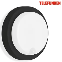 Telefunken Væglampe Med Sensor > Udendørs LED-væglampe Dortmund Ø17cm sort