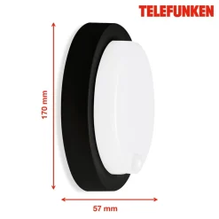 Telefunken Væglampe Med Sensor > Udendørs LED-væglampe Dortmund Ø17cm sort