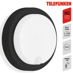 Telefunken Væglampe Med Sensor > Udendørs LED-væglampe Dortmund Ø17cm sort