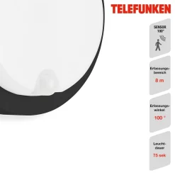 Telefunken Væglampe Med Sensor > Udendørs LED-væglampe Dortmund Ø17cm sort