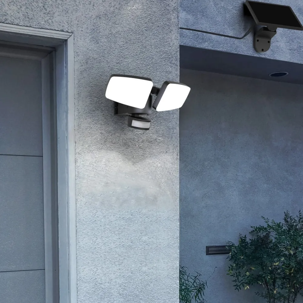 Heitronic Solcelle Lampe Med Sensor|Væglampe Med Sensor > Udendørs LED-væglampe Duplex, 2 lyskilder, hjørnemontering