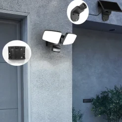 Heitronic Solcelle Lampe Med Sensor|Væglampe Med Sensor > Udendørs LED-væglampe Duplex, 2 lyskilder, hjørnemontering