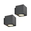 Væglamper ^ Lucande Udendørs LED-væglampe Jarno, antracit, sæt med 2, metal, 9 cm