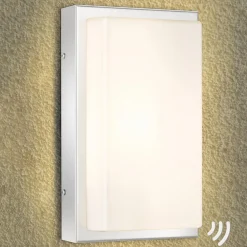 Væglampe Med Sensor ^ LCD Udendørs LED-væglampe Julea, stål, glas, bevægelsessensor