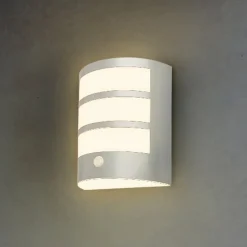 Væglampe Med Sensor ^ Briloner Udendørs LED-væglampe 3795014, kromfarvet, sensor, IP44