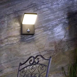 Deko-Light Væglampe Med Sensor|Væglamper > Udendørs LED-væglampe med sensor Tucanae, grå, højde 22 cm, IP54