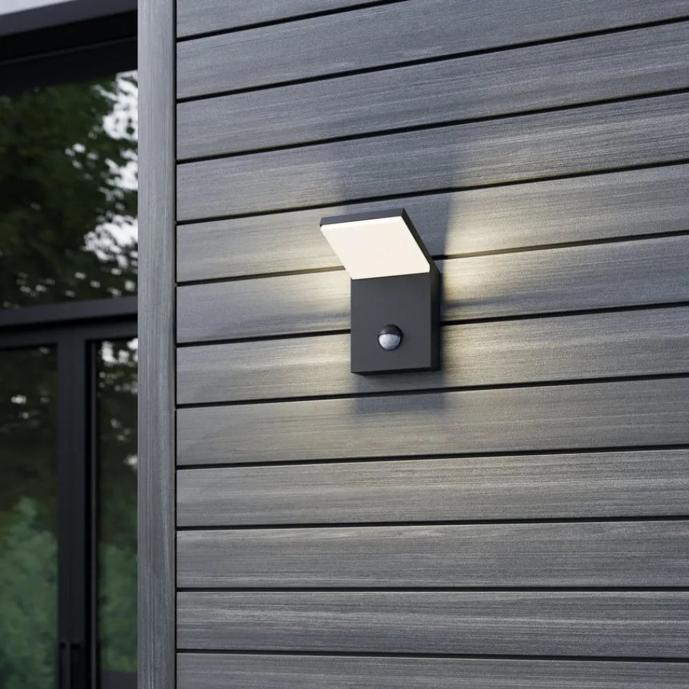 Lucande Væglampe Med Sensor|Terrassebelysning > Udendørs LED-væglampe Nevio, metal, antracit, sensor
