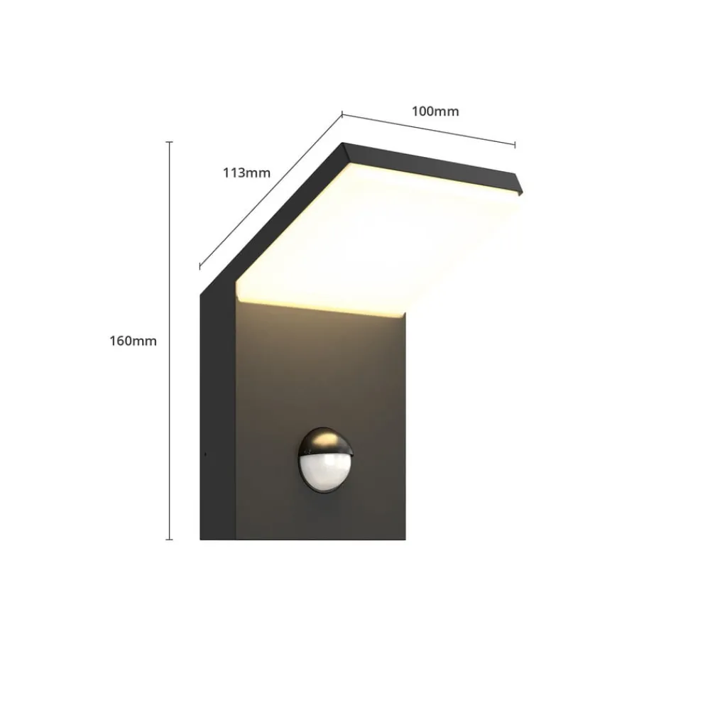 Lucande Væglampe Med Sensor|Terrassebelysning > Udendørs LED-væglampe Nevio, metal, antracit, sensor