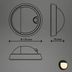 Briloner Væglampe Med Sensor|Væglamper > Udendørs LED-væglampe 3785015 sort bevægelsessensor 17 cm
