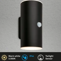 Briloner Væglampe Med Sensor|Væglamper > Udendørs LED-væglampe 3787015, sort, sensor, op/ned
