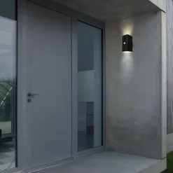 Væglampe Med Sensor|Væglamper ^ Briloner Udendørs LED-væglampe, sort, sensor, op/ned