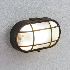 Væglamper ^ Lindby Udendørs væglampe Alisha, oval, sort