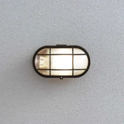 Væglamper ^ Lindby Udendørs væglampe Alisha, oval, sort