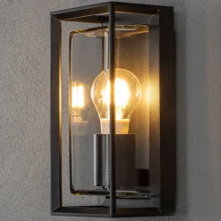 Konstsmide Terrassebelysning|Væglamper > Udendørs væglampe Brindisi, sort, metal, 26 cm høj, IP54