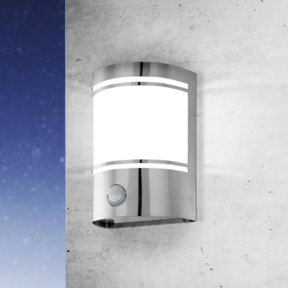 Væglampe Med Sensor|Terrassebelysning ^ EGLO Udendørs væglampe Cerno, bevægelsessensor, stål