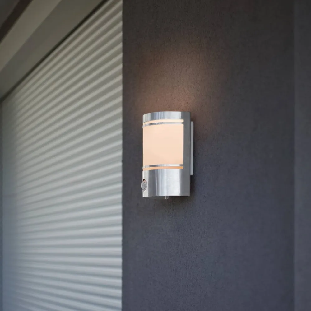 Væglampe Med Sensor|Terrassebelysning ^ EGLO Udendørs væglampe Cerno, bevægelsessensor, stål