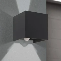 Væglampe Med Sensor|Terrassebelysning ^ ORION Udendørs væglampe Cube-S, antracit, metal, sensor
