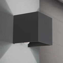 Væglampe Med Sensor|Terrassebelysning ^ ORION Udendørs væglampe Cube-S, antracit, metal, sensor