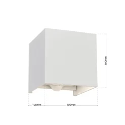 ORION Væglampe Med Sensor|Terrassebelysning > Udendørs væglampe Cube-S, hvid, metal, bevægelsessensor