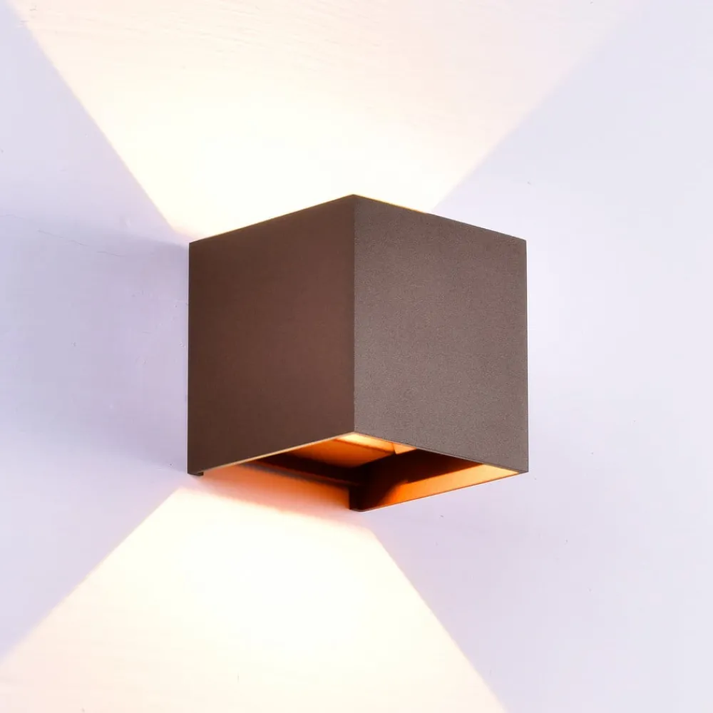 Mantra Iluminación Væglamper > Udendørs væglampe Davos, corten, kantet, dæmpbar aluminium