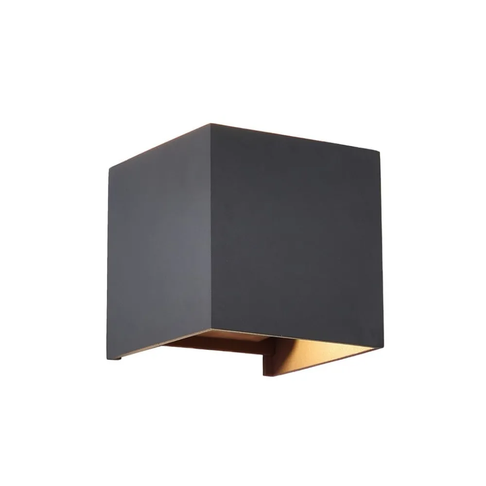 Væglamper ^ Mantra Iluminación Udendørs væglampe Davos, grå, kantet, dæmpbar, aluminium
