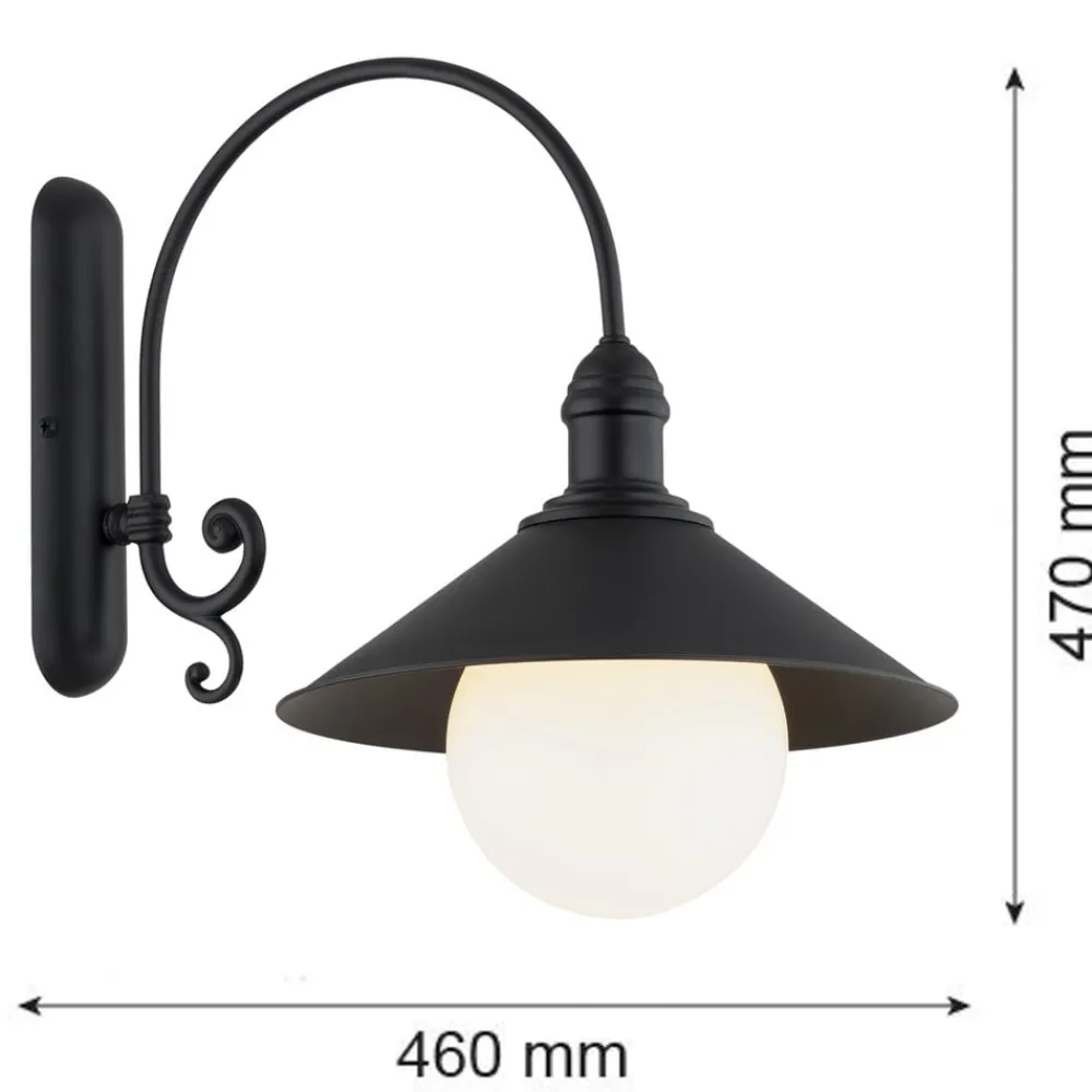 Argon Terrassebelysning > Udendørs væglampe Enduro, sort, stål, glas, IP44, E27
