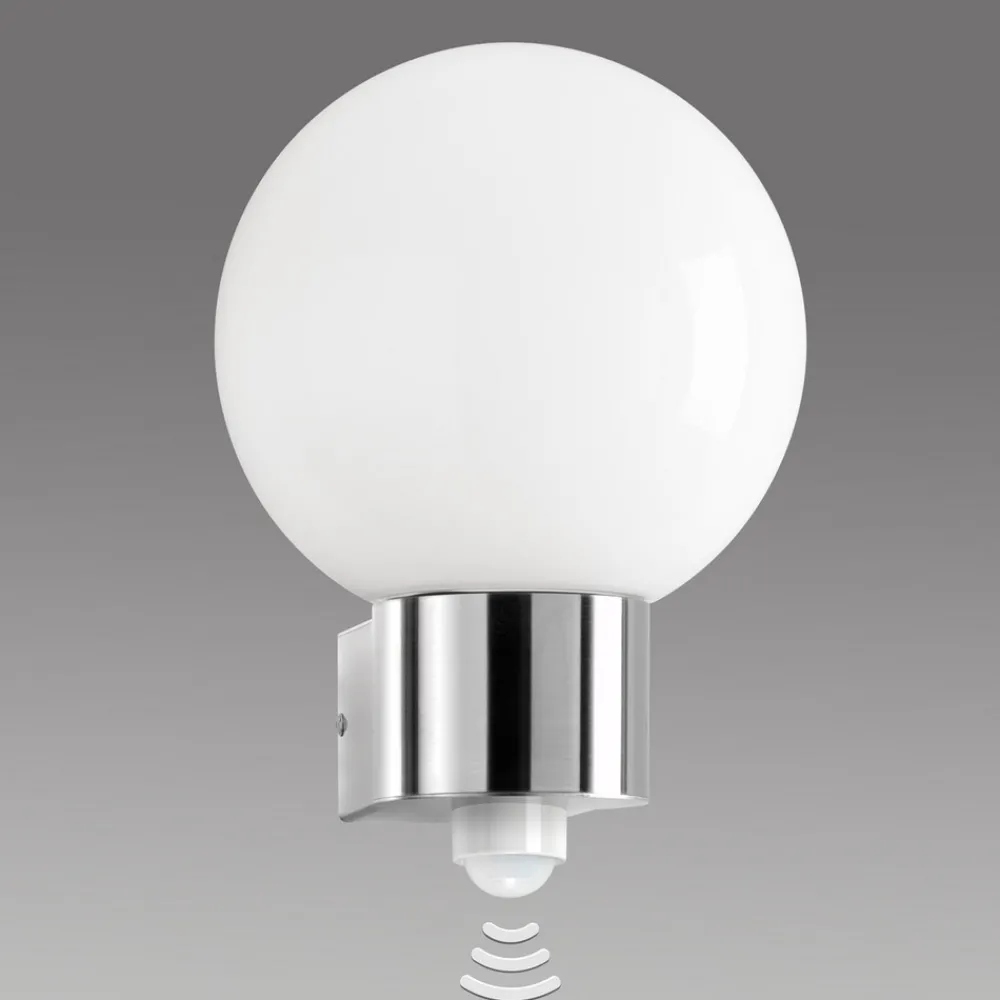 CMD Væglampe Med Sensor|Væglamper > Udendørs væglampe Kekoa, glas, stål, sensor, Ø 23 cm