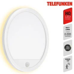 Telefunken Væglampe Med Sensor > Udendørs væglampe med sensor Nizza Ø 28cm hvid 4.000K