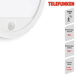 Telefunken Væglampe Med Sensor > Udendørs væglampe med sensor Nizza Ø 28cm hvid 4.000K