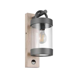Væglampe Med Sensor ^ Trio Lighting Udendørs væglampe Sambesi, trælook, trykstøbt aluminium, sensor