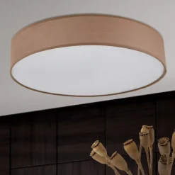 Loftlamper ^ ORION Ufo loftlampe med linnedskærm, brun