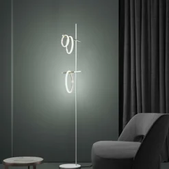 Marchetti Gulvlamper|Gulvlamper > Ulaop LED-gulvlampe, tre ringe, hvid