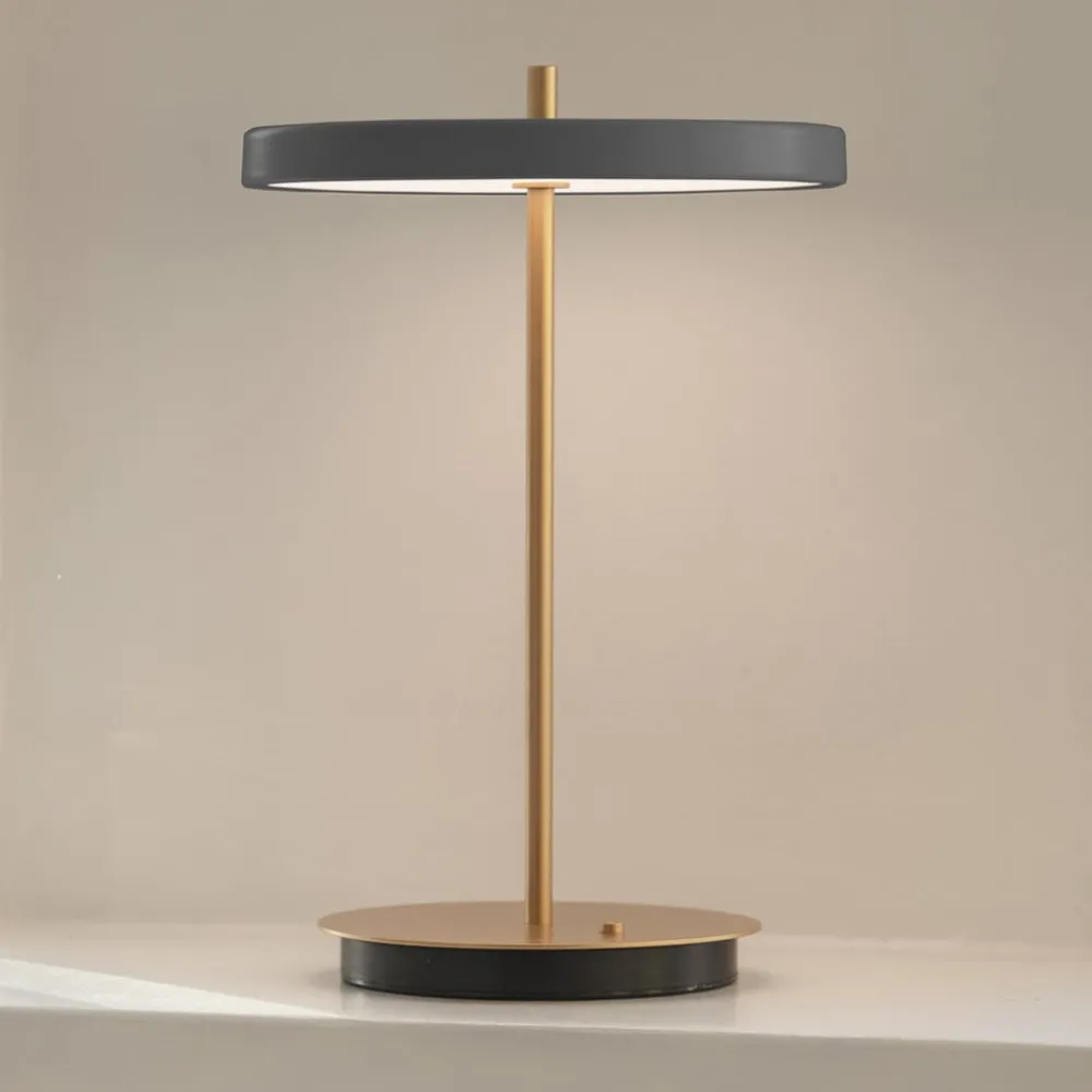 UMAGE Bordlamper > LED-bordlampe med batteri Asteria Move antracit/messing 31 cm