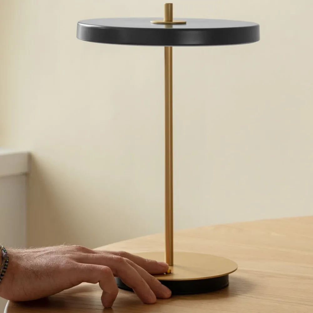 UMAGE Bordlamper > LED-bordlampe med batteri Asteria Move antracit/messing 31 cm