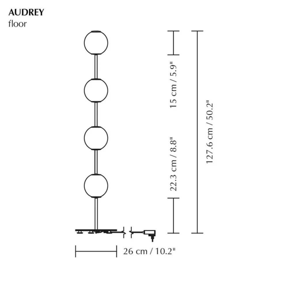 UMAGE Gulvlamper|Gulvlamper > LED-gulvlampe Audrey, stålfarvet, højde 128 cm, 4 lyskilder