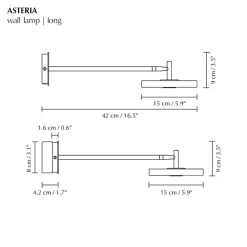Væglamper ^ UMAGE LED-væglampe Asteria LONG HW, poleret stål, 45 cm